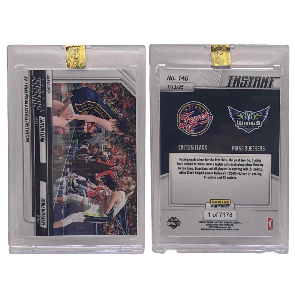 2025-26 Panini Instant WNBA #146 Caitlin Clark vs. Paige Bueckers  First Meeting - Picture 3 of 3